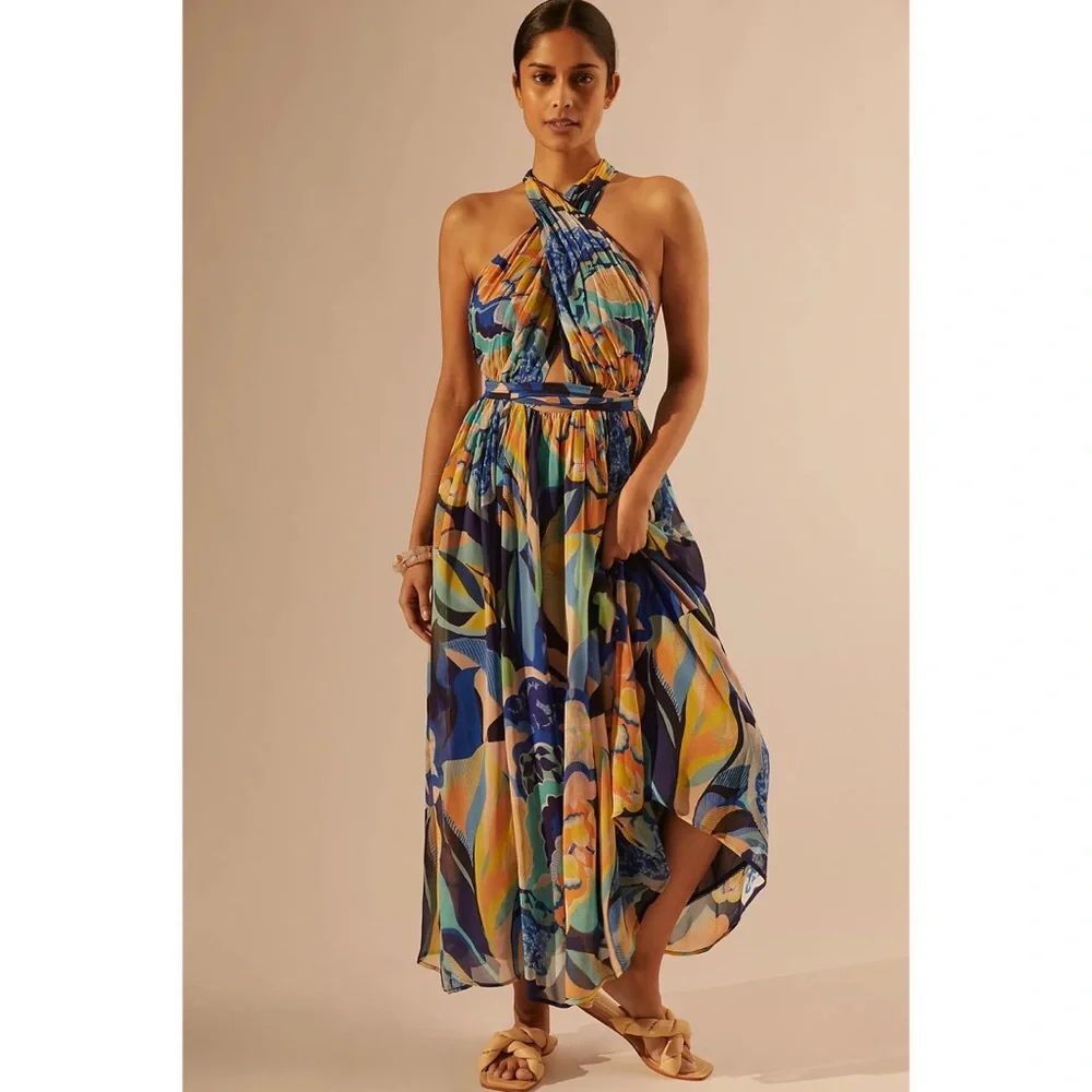 Anthropologie Alexandra Farmer Printed Maxi Dress